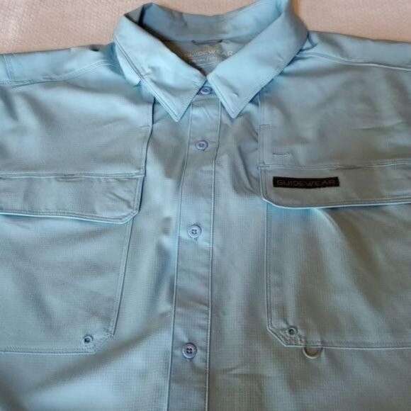 Cabela's Guidewear Fishermen Vented Lt. Blue Casual Button Down SS Sz. XXL Shirt - Picture 7 of 15